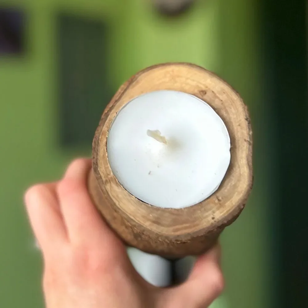 Rustic Wooden Bark Cabin Nature Woods Candle Accent Decor - Picture 4 of 9